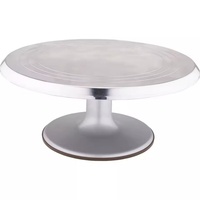Backzubehör Kuchendekorationswerkzeuge Aluminiumlegierung Metallisch Silberne Blumenform 12 Zoll Drehbare Spülmaschinenfeste Kuchenplatte
