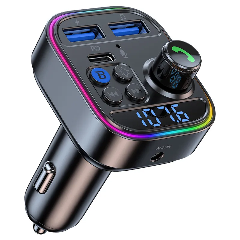 Xe bluetooth adapter cho xe FM Đài phát thanh rảnh tay gọi điện thoại & âm thanh Receiver MP3 âm nhạc Máy nghe nhạc Type-C PD USB Car Charger DC 12V 24V