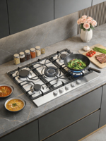 Kompor Gas Tanam Stainless Steel 5 Tungku Kompor Gas Berkinerja Tinggi Kompor Gas Tanam untuk Dapur