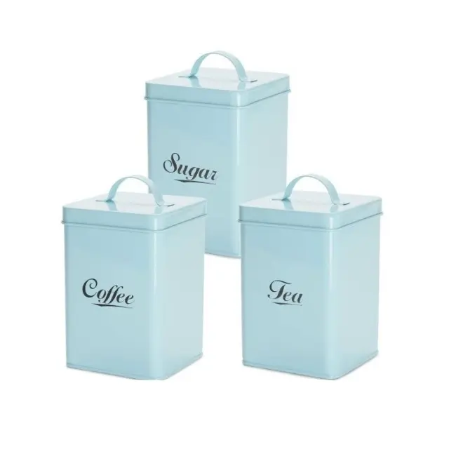 Metal Kitchen Farmhouse Canister Bread Box New Design Bread Bin Tea Sugar Coffee Canister Set With Bamboo Lid Storage Container