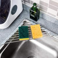 Égouttoir à vaisselle triangulaire enroulable en acier inoxydable 304 gris, petit, pliable, sur pied, pour évier, multifonctionnel, pour cuisine