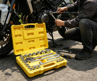 Jeu de clés à douilles 22 pièces 1/2 pouce en acier CR-V avec logo personnalisé OEM, kit d'outils manuels pour réparation automobile, vente en gros