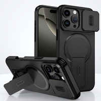 Accessoires de téléphone portable de luxe personnalisés en TPU+PC, design blindé, antichoc, magnétique, pour iPhone 16 Pro Max avec support à bande