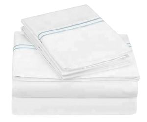 Customized Single <strong>Double</strong> Queen king Luxury Embroidered White Hotel Flat <strong>Sheet</strong> <strong>Bed</strong> <strong>Sheet</strong> <strong>Fitted</strong> <strong>Sheet</strong> Set for Wholesale - Product Image 1