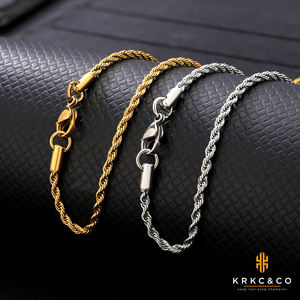 Cadena de Oro de 18k Chapada en Oro, Cadena de Acero Inoxidable de 2.5mm Que No Se Deslustra, Collar de Cadena Trenzada de 18/20/22/24 Pulgadas, Joyería de Moda para Hombres y Mujeres - Product Image 4