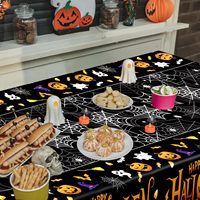 Nappe d'Halloween jetable, imperméable, motif citrouille et toile d'araignée, pour décoration d'Halloween