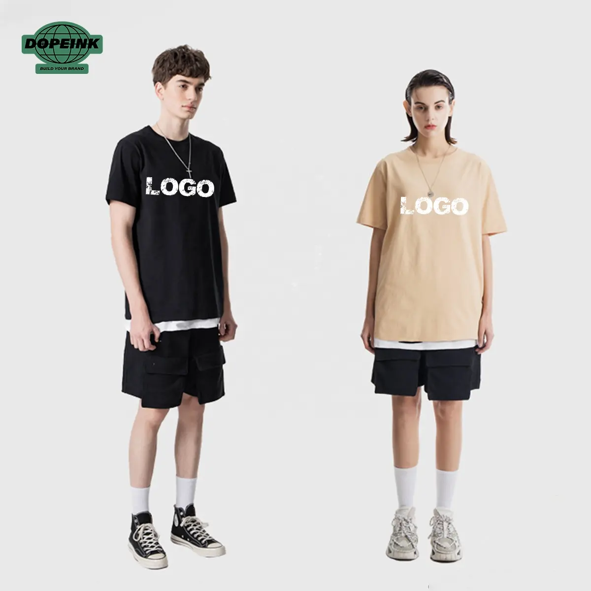 Giyim üreticileri özel streetwear hip hop tarzı baskılı logo kısa kollu boy ağır pamuk erkek t-shirt