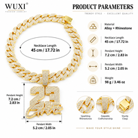 Pendentif étoile numéro 23, chaîne cubaine, fermoir boîte, style hip-hop streetwear, bijoux de mode pour hommes, vente en gros, collier pour hommes