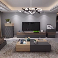 Nouveau haut classement brun meuble TV combinaison meubles de maison appartement salon support TV mural ensembles Meuble TV