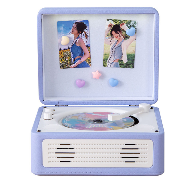 Retro Magnetic Photo Frame CD Player BT Speaker with USB TF Card AUX Input for KPOP Album Birthday Gift Home Decor
