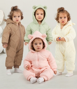 Veste matelassée d'hiver pour bébé Romper épais Combinaison à capuche pour bébé Combinaison chaude Cartoon Romper Ramper Suit - Product Image 6