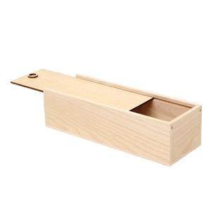 Rectangular top sliding cover pull out storage box Wooden gift box with sliding cover
