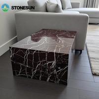 Table basse en marbre rouge Rosa Levanto, prix d'usine StoneSun, style moderne, pierre naturelle, pour salon, chambre à coucher