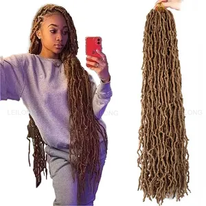 Atacado Africano 18 polegada Faux Locs Crochet Cabelo Pré-Looped Crochet Tranças 100% Premium Fibra Nu Soft Locs Locs Extensões de cabelo