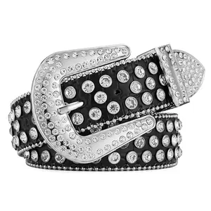 La fábrica de hebilla de aguja de moda para mujer produce cinturón de diamantes de imitación de cristal ostentoso
