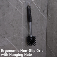 Brosse de nettoyage de bouteille longue, ronde, rigide, en nylon, anti-rayures, pour bouteille, thermos, distributeur, à portée étendue, antidérapante