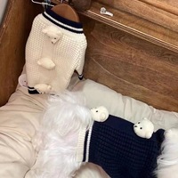 Pull en tricot gaufré pour animaux de compagnie avec ours en peluche 3D - Pull pour chien avec décoration d'ours en peluche mignon