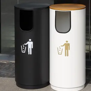 Factory Direct Hotel Stainless Steel Trash Can Vertical Public Recycling Trash Can