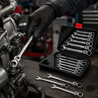 Jeu de clés à douille impériales doubles 8-19 mm, 12 pièces, en acier au chrome-vanadium durable, boîte de rangement, kit d'outils manuels OEM pour bricolage, usage domestique et garage, incluant