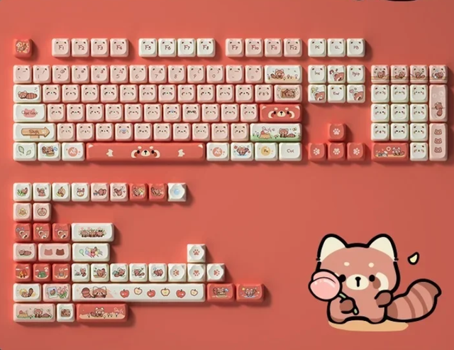 Lovely Cute AKKO 142 Key KMOA Profile PBT Dye-Sub DIY Keycaps Set for Mechanical Keyboards