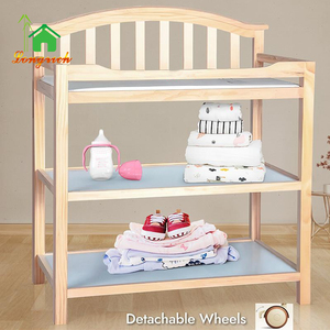 <span class=keywords><strong>Table</strong></span> à <span class=keywords><strong>langer</strong></span> moderne en bois pour bébé avec serrures de sécurité Étagères à roulettes amovibles pour nourrissons pour chambre à coucher - Product Image 6