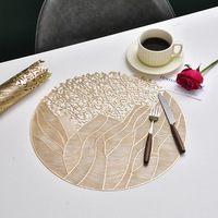 Napperons ronds creux en gros - Napperons de table découpés en forme de feuille florale or rose et argent pour mariages, banquets, hôtels et restaurants