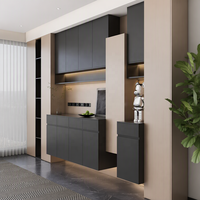 Meuble de rangement modulaire personnalisé couleur crème avec éclairage LED, porte vitrée et charnière, pour bureau moderne et présentoir de livres