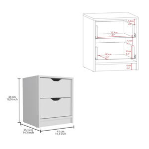 Basilea 2 <b>Drawer</b> Nightstand White <b>Storage</b> Side Table <b>Pull</b> <b>Out</b> System - Product Image 3