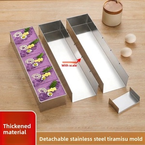 Stampo per Tiramisù con Coperchio, Vassoio Rettangolare, Ideale per Cuocere Torte in Contenitori Lunghi, Acciaio Inossidabile 304 con Scala Incisa - Product Image 2