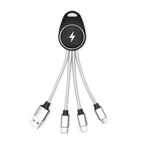 Câble USB tressé en nylon blanc, noir, rouge, orange, bleu avec charge rapide et LED pour téléphones mobiles