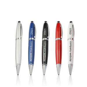 Promotional Gadget Metal Ballpoint Touchscreen Pen Usb Flash Drive 8GB 16GB Business Gift Custom Logo Usb Memory Stick Pendrive