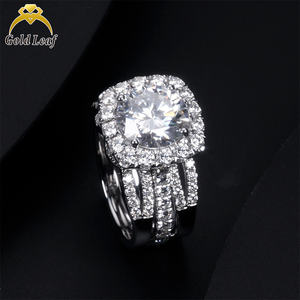 Joyería fina <span class=keywords><strong>cara</strong></span> americana personalizada 14K 18K oro blanco IGI Report DEF VVS compromiso de boda laboratorio cultivado juegos de anillos de diamantes - Product Image 1