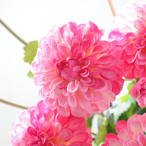 Welfare Dahlia <b>Artificial</b> Flowers Pink Silk High Simulation Wedding Home Decor 2-Head <b>Bouquet</b> - Product Image 4