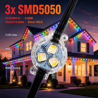 Éclairage de Noël permanent adressable pour maison, 12V 24V 36V, 3 LED RGBW, points lumineux pixel, 250ft 300ft 400ft, étanche IP68