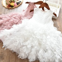Nouvelle Robe de Princesse d'Été pour Filles, Robe Tutu Super Féerique en Tulle Superposé, Robe Élégante Sans Manches pour Enfants pour Fête d'Anniversaire