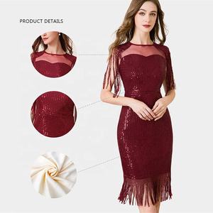 Glands manches paillettes robes de Cocktail des années 1930 Vintage frangé robe de soirée Gatsby Costume des années 1920 tenue robe à clapet - Product Image 4