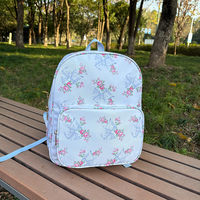 Sac à dos de voyage en nylon imperméable à l'eau floral rose personnalisé pour enfants et adolescents, cadeau de rentrée des classes pour femmes