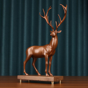 Figurine de cerf en cuivre violet, un cerf majestueux montant en pente, pour la décoration de bureau, décoration de maison de style chinois. - Product Image 3