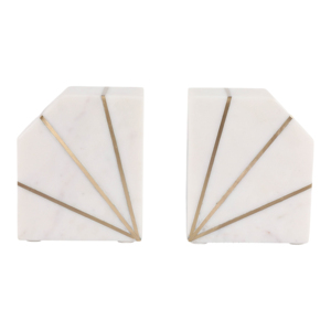 Fermalibri moderni in marmo con intarsi in ottone per decorare l'ufficio di casa - Product Image 1