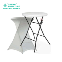 SK-ZDZ-B001 Table de Bar Pliante Ronde Blanche Polyvalente, Mobilier Portable d'Extérieur pour Fête, 110cm de Hauteur