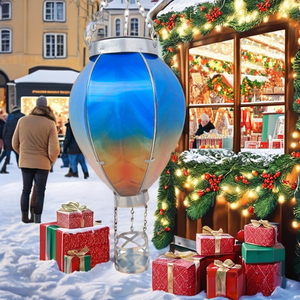Lámpara Solar LED de Hierro y Vidrio con Forma de Globo Aerostático, con Llama Simulada, Luz Blanca Cálida, Decoración para Jardines y Parques, Suministro Directo - Product Image 1