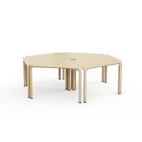 Table de bureau modulaire moderne à pieds triangulaires en fer pour réunions collaboratives, bureau à domicile, école et bar