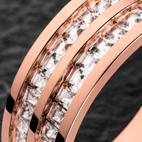 Bague d'éternité classique JLM en acier inoxydable avec double rangée de zircons cubiques, pour homme et femme, alliance confortable, bijoux scintillants