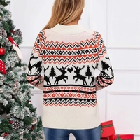 Winterkleidung Neue Europäische und Amerikanische Mode Rundhals-Strickpullover für Damen Weihnachtliche Elemente Feiertagsstil