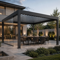 Pergola en aluminium facile à installer avec bandes lumineuses LED, commande électrique, gazebo extérieur pour jardin, patio, terrasse
