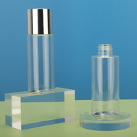 Bouteille en plastique PET brillante vide avec bouchon à vis argenté personnalisé 100 ml pour liquide transparent, toner, lotion corporelle, emballage cosmétique