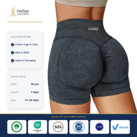Shorts de yoga sans coutures effet délavé, taille haute, rehausseur de fessiers, pour femme, ajustés, infroissables, pour la course et le cyclisme, vêtements de sport