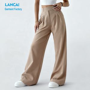 Pantalons droits pour femmes, coupe ajustée, taille personnalisée, couleur du tissu, service ODM, vêtements de travail de bureau, <span class=keywords><strong>pantalon</strong></span> <span class=keywords><strong>ample</strong></span> - Product Image 2