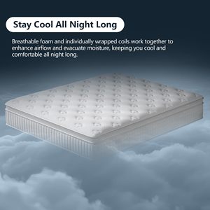 Colchón Híbrido de Látex Euro Top de Lujo, Estilo Hotel 5 Estrellas, Alta Densidad, <span class=keywords><strong>Confort</strong></span> de 5 Zonas, Resortes Ensacados, 12 Pulgadas - Product Image 6