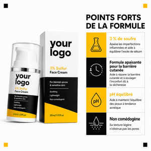 Huile Clarifiante Hydratante et Apaisante pour Peaux Sensibles à Tendance Acnéique, Contrôle du Sébum, Extrait de Soufre à 3%, Soin Réparateur au Soufre pour le Visage, Marque Privée - Product Image 4